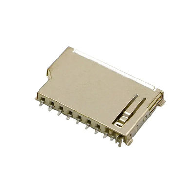 Κοντός χαλκός Shell τύπων ώθησης ώθησης συνδετήρων καρτών μνήμης σώματος 9Pin SD
