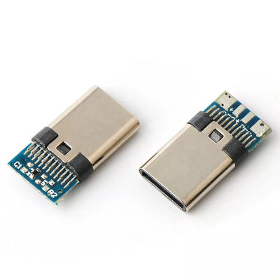 Υποδοχές USB ΤΥΠΟΣ C Βύσμα 24 ακίδων 4 πυρήνων σύρμα συγκόλλησης με αρσενική υποδοχή PCB