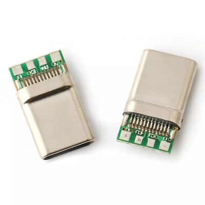 12 ακίδων USB 3.1 USB C αρσενικό συνδετήρα σύρμα συγκόλλησης Διασύνδεση βύσματος USB PCB