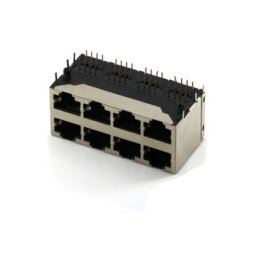 2x4 θηλυκή υποδοχή 64P συνδετήρων PCB Enterent RJ45 λιμένων