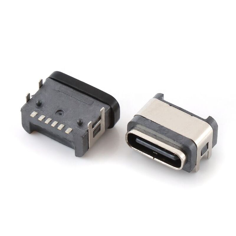 Αδιάβροχο βύσμα USB 6 ακίδων θηλυκό ορθής γωνίας αδιάβροχο τύπου-c