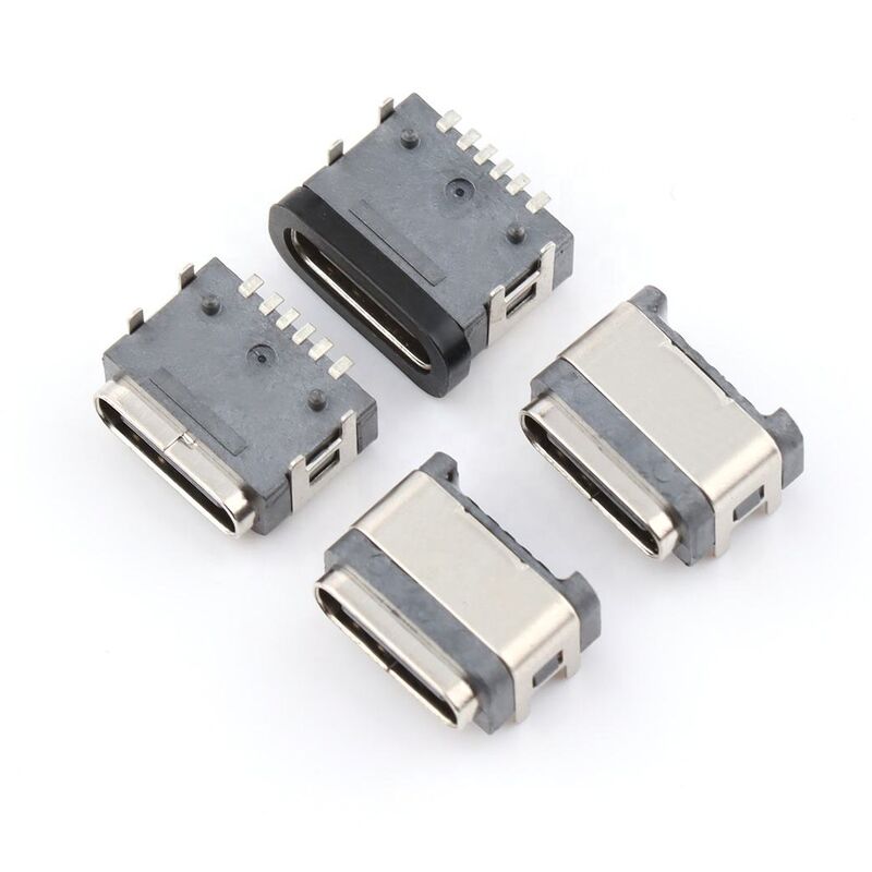 Αδιάβροχο βύσμα USB 6 ακίδων θηλυκό ορθής γωνίας αδιάβροχο τύπου-c