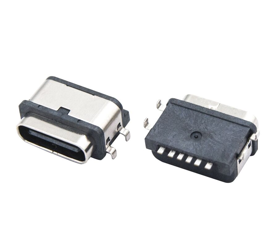 Αδιάβροχο χαλκό USB τύπου C 6 Pin θηλυκό καλώδιο μεταφοράς δεδομένων με 3A μέγιστο ονομαστικό ρεύμα και 30V