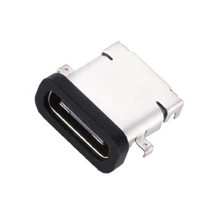 Αδιάβροχο USB 3.1 Τύπου C 24 Pin Γυναικείο Σύνδεσμο Οριζόντιο SMT DIP Εγκατάσταση Πλάκα Πυροβόλησης Σημείο USB