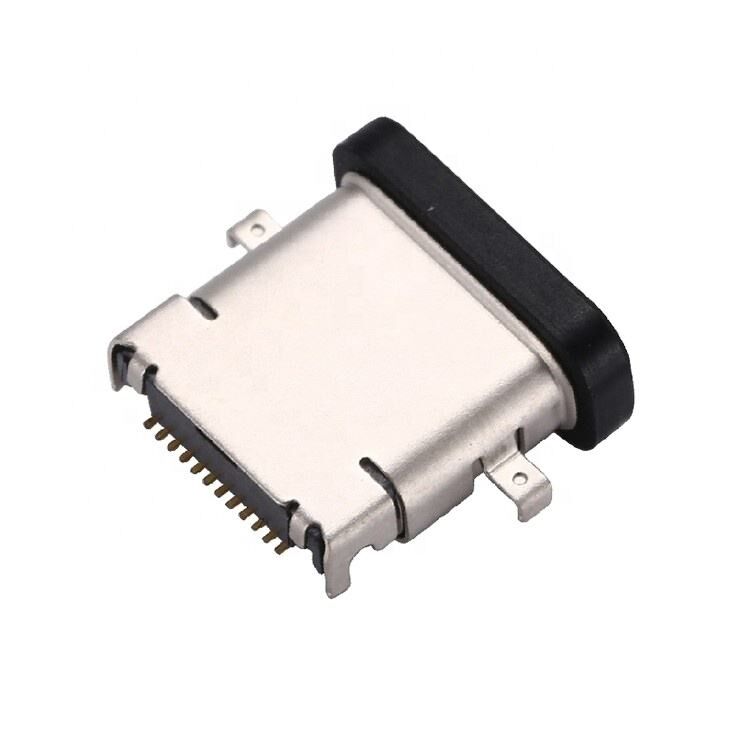 Αδιάβροχο USB 3.1 Τύπου C 24 Pin Γυναικείο Σύνδεσμο Οριζόντιο SMT DIP Εγκατάσταση Πλάκα Πυροβόλησης Σημείο USB