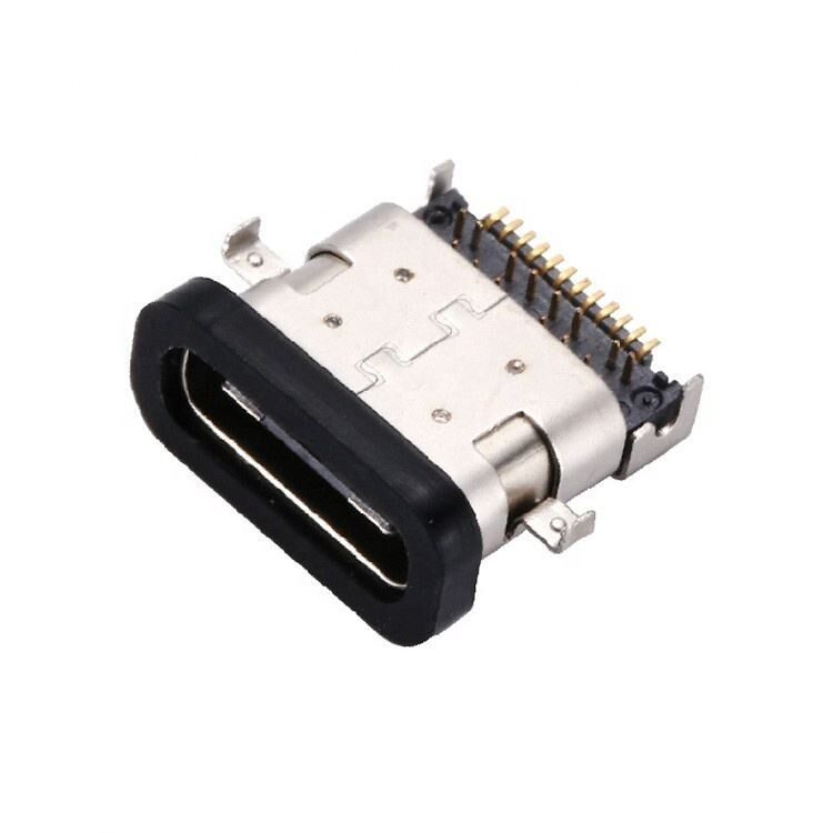 Αδιάβροχο USB 3.1 Τύπου C 24 Pin Γυναικείο Σύνδεσμο Οριζόντιο SMT DIP Εγκατάσταση Πλάκα Πυροβόλησης Σημείο USB