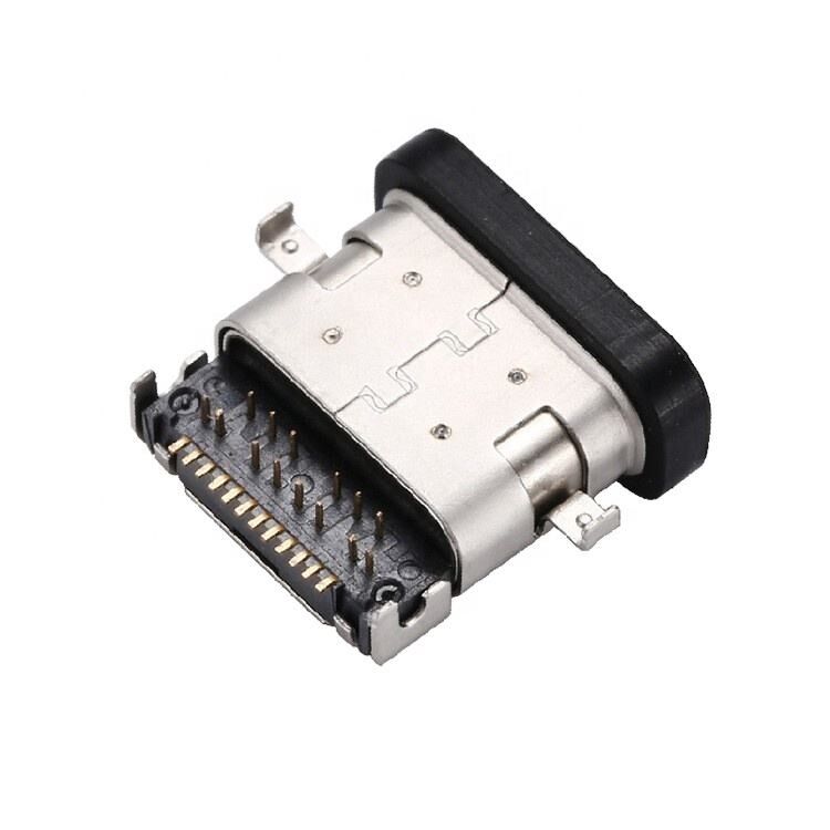 Αδιάβροχο USB 3.1 Τύπου C 24 Pin Γυναικείο Σύνδεσμο Οριζόντιο SMT DIP Εγκατάσταση Πλάκα Πυροβόλησης Σημείο USB