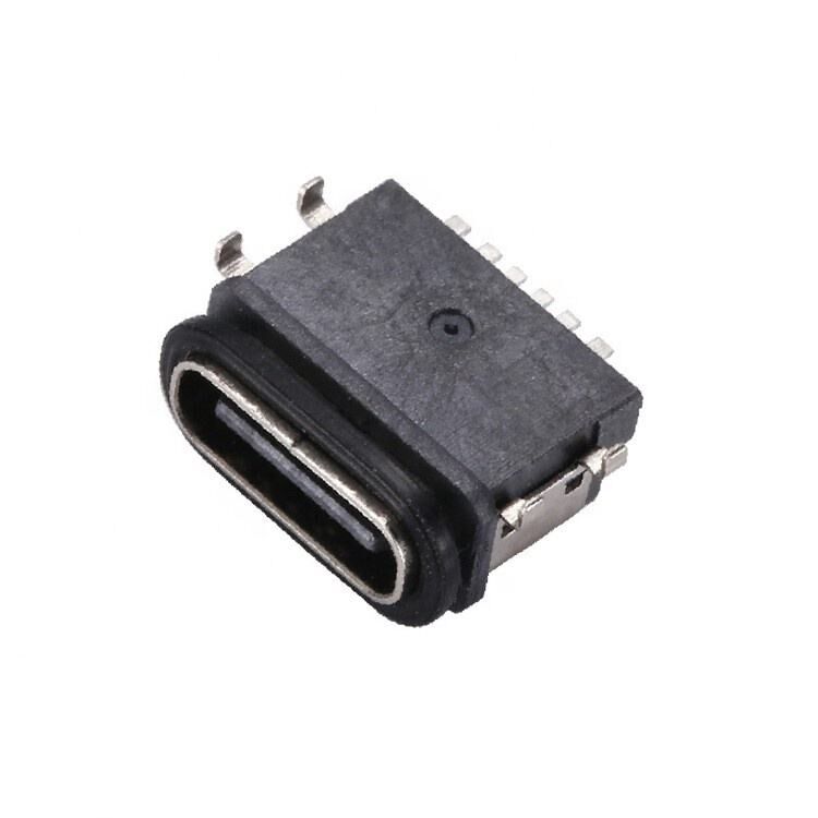 Τύπος C 6-Pin Θηλυκός Υποδοχή USB IPX7 Αδιάβροχη Οριζόντια Στήριξη SMT Μεταφορά Δεδομένων