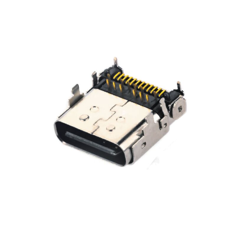 24PIN USB 3.1 τύπου C θηλυκό υβριδικό δέκτη δεξιάς γωνίας για φόρτιση τηλεφώνου και ταχεία μεταφορά δεδομένων