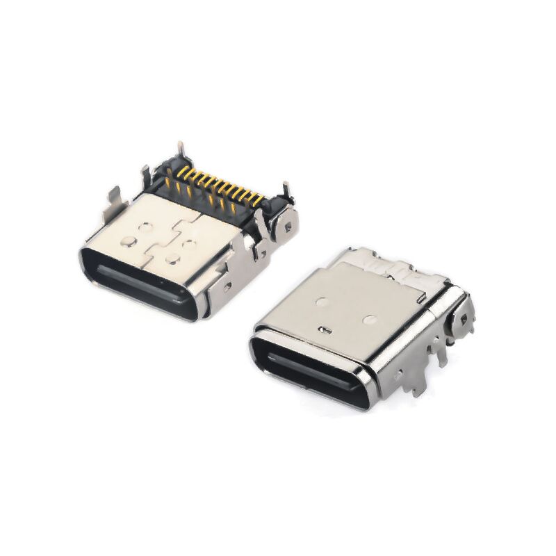 24PIN USB 3.1 τύπου C θηλυκό υβριδικό δέκτη δεξιάς γωνίας για φόρτιση τηλεφώνου και ταχεία μεταφορά δεδομένων