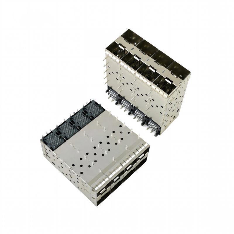8 θύρες 160pin SFP+ Press-Fit Small-form-factor Pluggable (SFP+) Σύνδεσμος Ματρίδας Διαμόρφωση 2x4 θύρας W/o Light Model