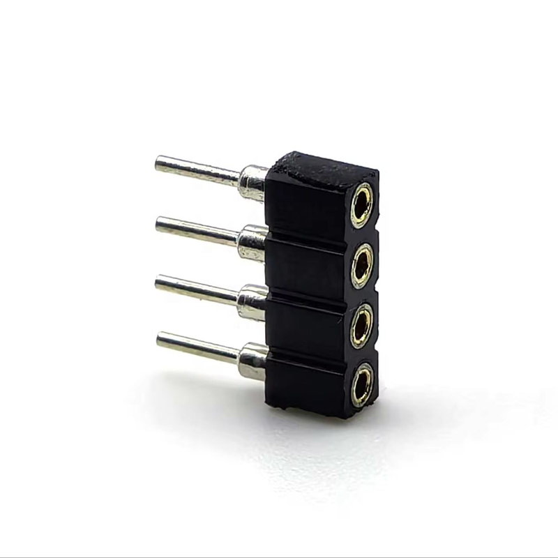 2.54mm Pitch DIN Brass Female Round Header Connector PPS Housing H3.0mm 1*4P For PCBA