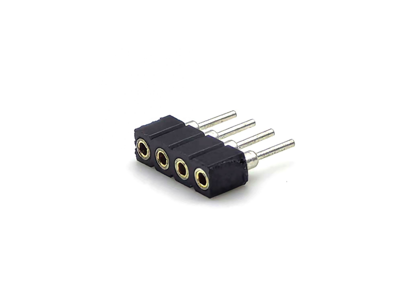 2.54mm Pitch DIN Brass Female Round Header Connector PPS Housing H3.0mm 1*4P For PCBA