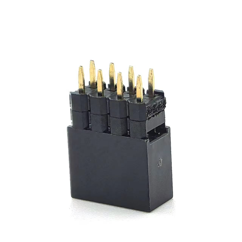 2.54mm Pitch DIN Brass Female Header Connector Διπλή σειρά 2mm H2.0 PCB Νάιλον 600V 3A H12.5mm 2*4P