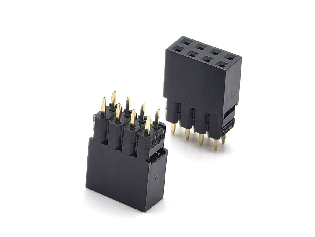 2.54mm Pitch DIN Brass Female Header Connector Διπλή σειρά 2mm H2.0 PCB Νάιλον 600V 3A H12.5mm 2*4P