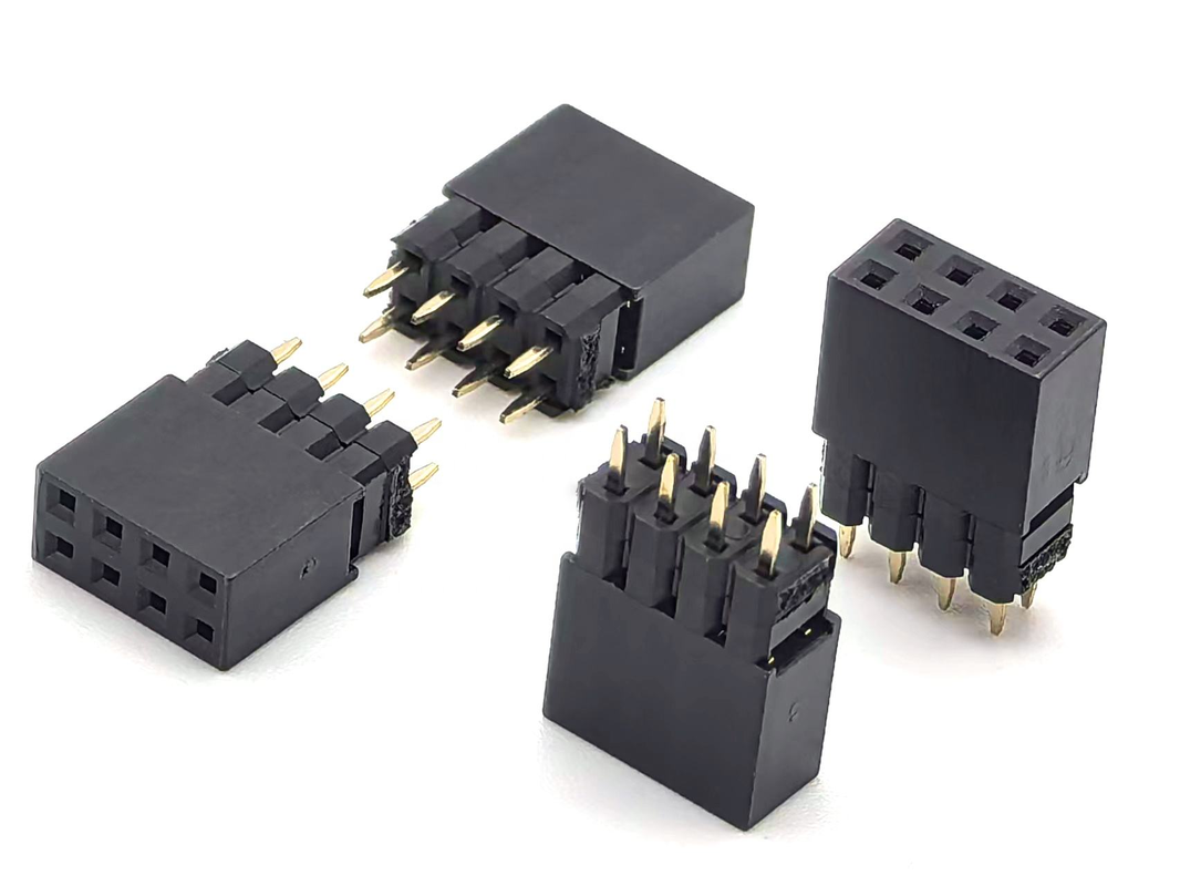 2.54mm Pitch DIN Brass Female Header Connector Διπλή σειρά 2mm H2.0 PCB Νάιλον 600V 3A H12.5mm 2*4P