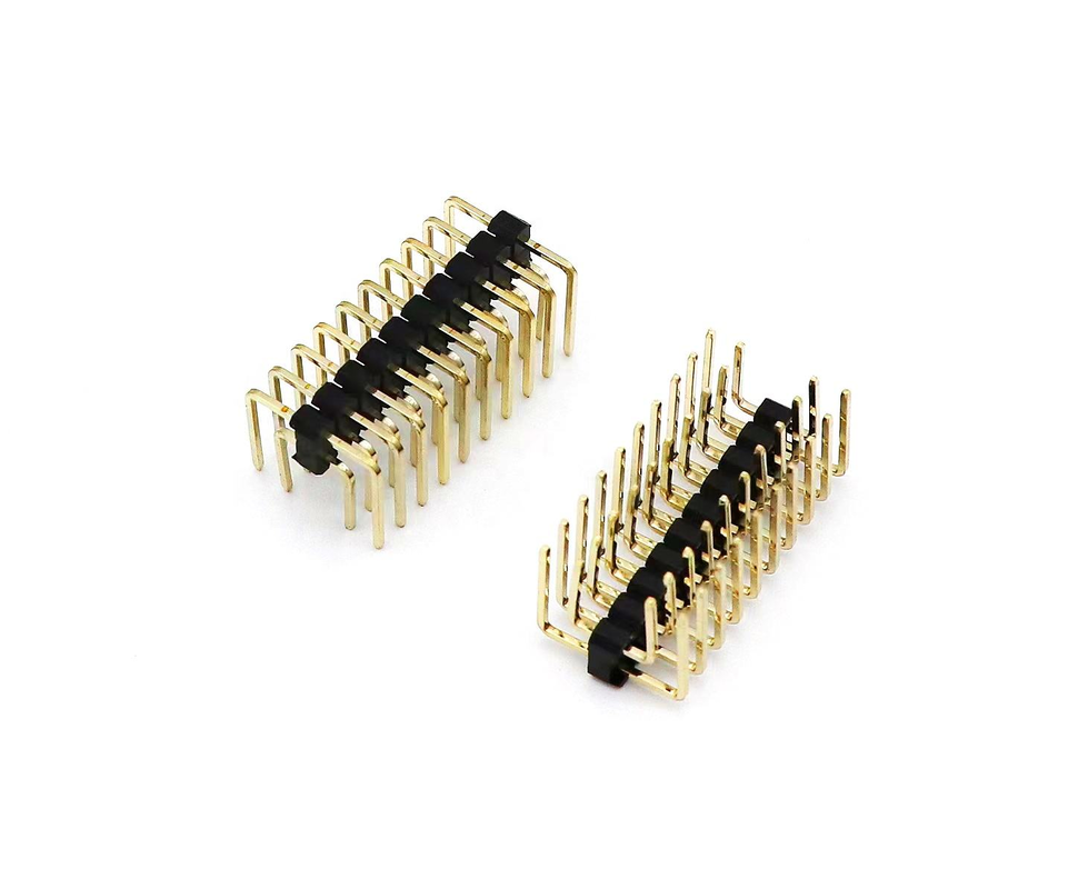 2.54mm Pitch Conector Macho de Doble Fila en Ángulo Recto para PCB de Nylon SQ0.64mm H2.5mm 2*1P-2*40P