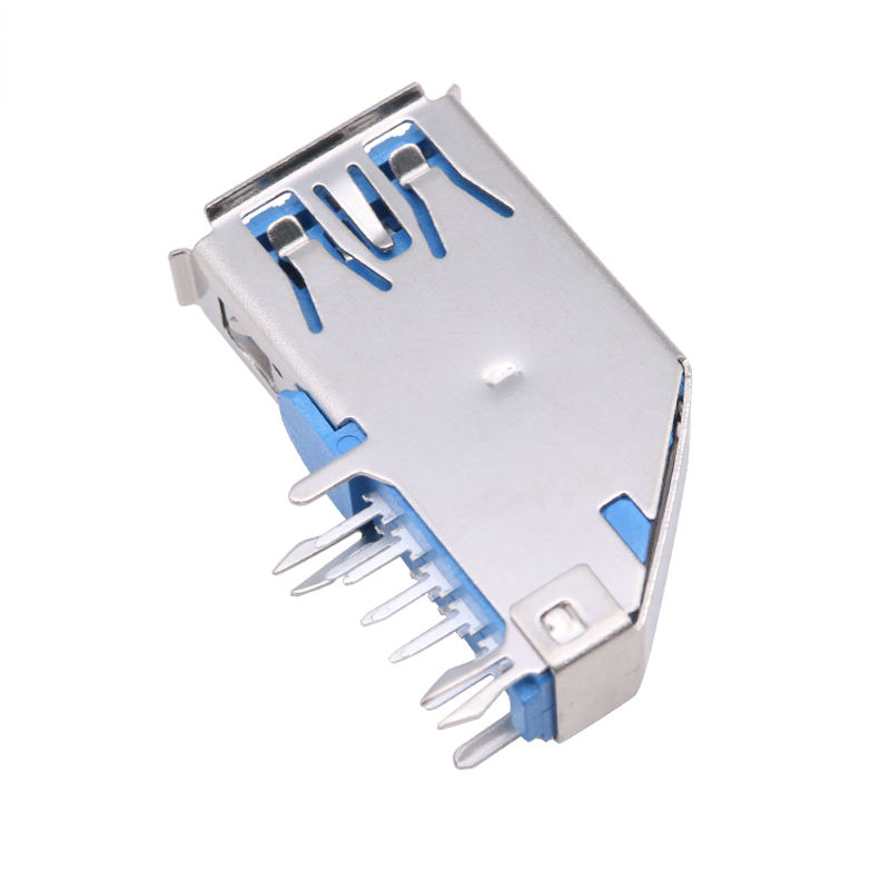 USB 3.0AF Female DIP 90 Degree Side Insert Reverse Curly Edge 1.5A High Current Premium Connector