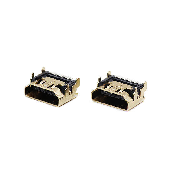 Οι συνδετήρες 19 καλωδίων UL94V-0 HDMI καρφίτσα δακτυλογραφούν SGS τύπων συνδετήρων SMT χωρίς αυτί