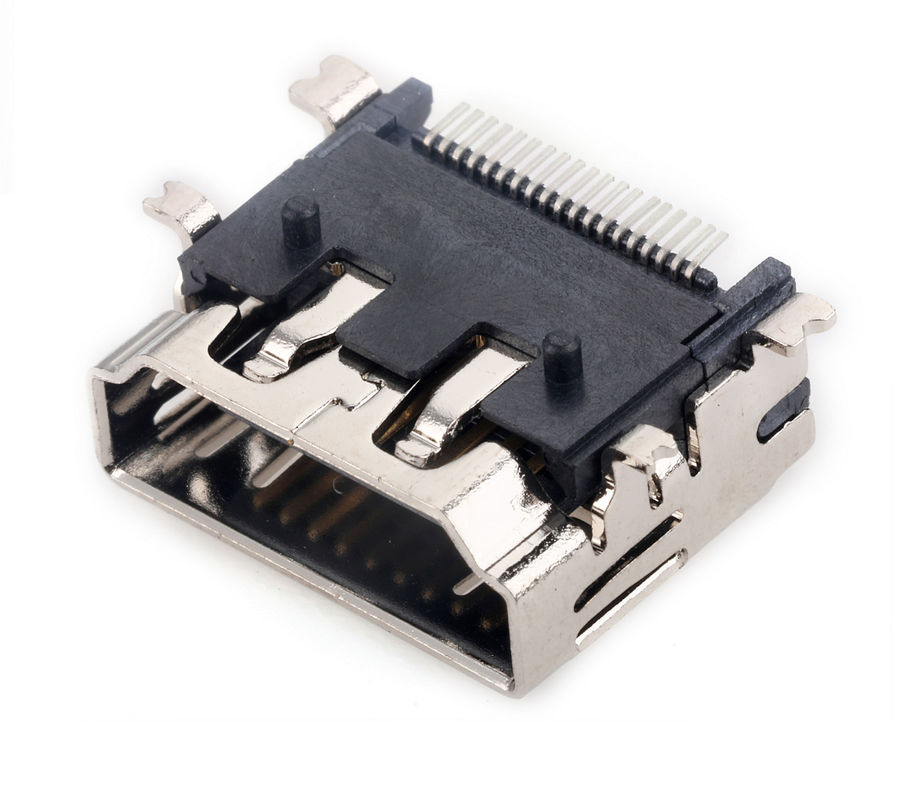 Η οριζόντια υποδοχή θηλυκό SMT PCB HDMI δακτυλογραφεί έναν συνδετήρα 10000 κύκλοι