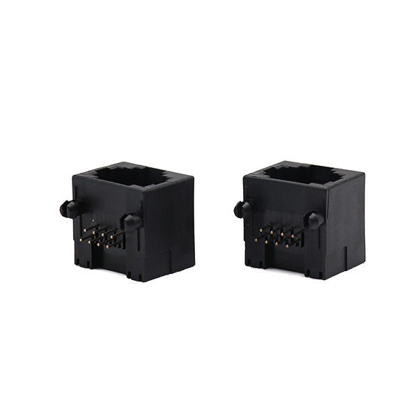 Ο Μαύρος 8 θηλυκό ευθύ RJ45 βούλωμα 8p8c δικτύων του Jack συνδετήρων PCB καρφιτσών
