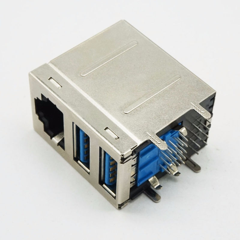 PBT Combo συνδετήρας 180 βαθμού RJ45 USB 3,0 για το δίκτυο του τοπικού LAN Ethernet